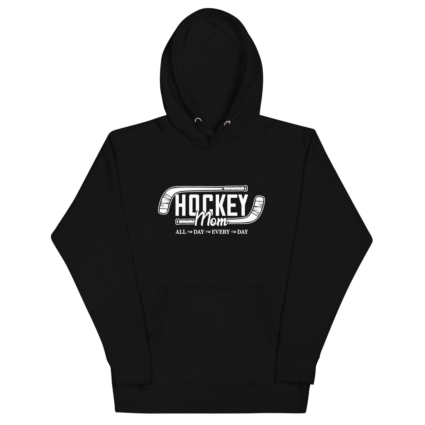 Hockey Mom All Day, Every Day. White Print - Women's Hoodie