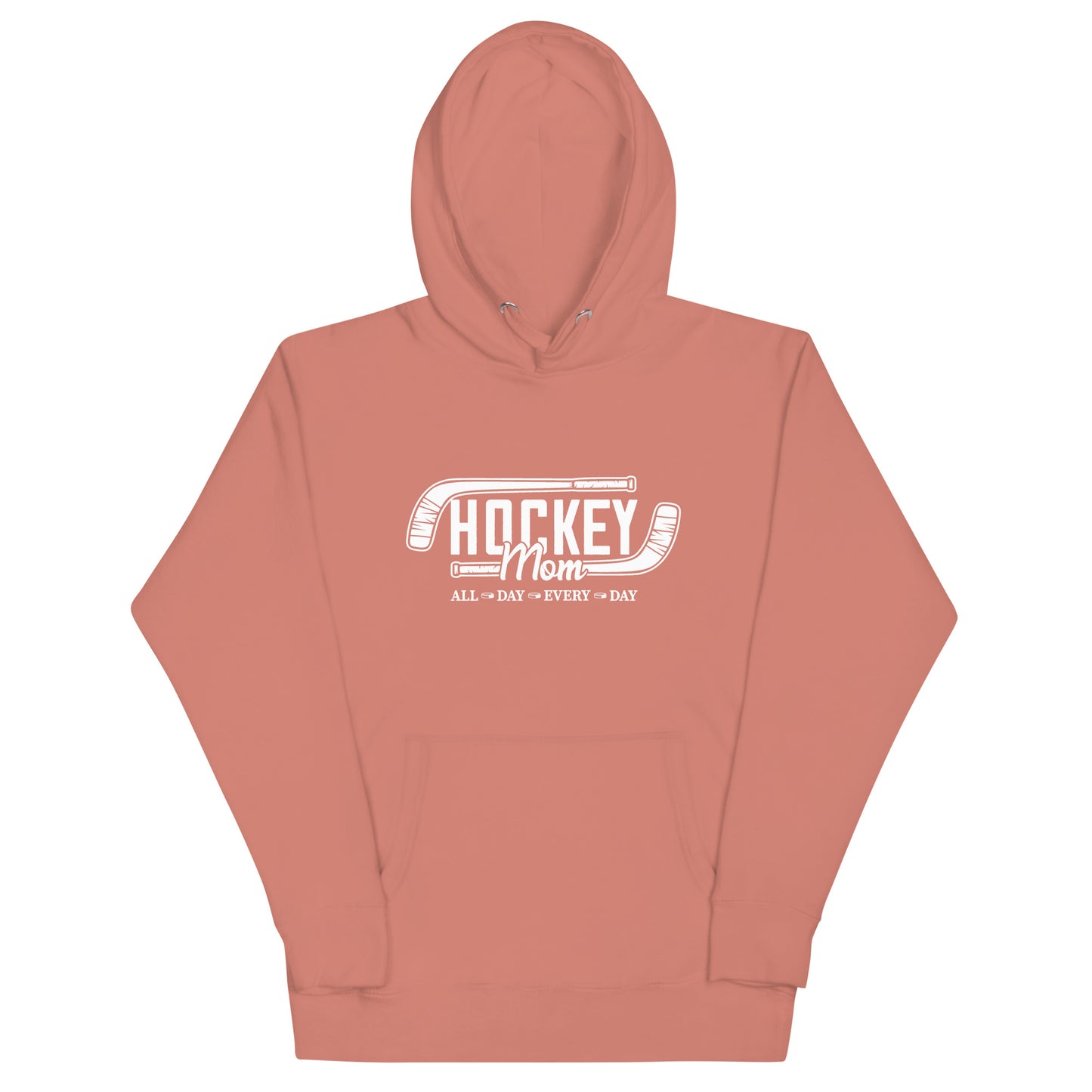 Hockey Mom All Day, Every Day. White Print - Women's Hoodie