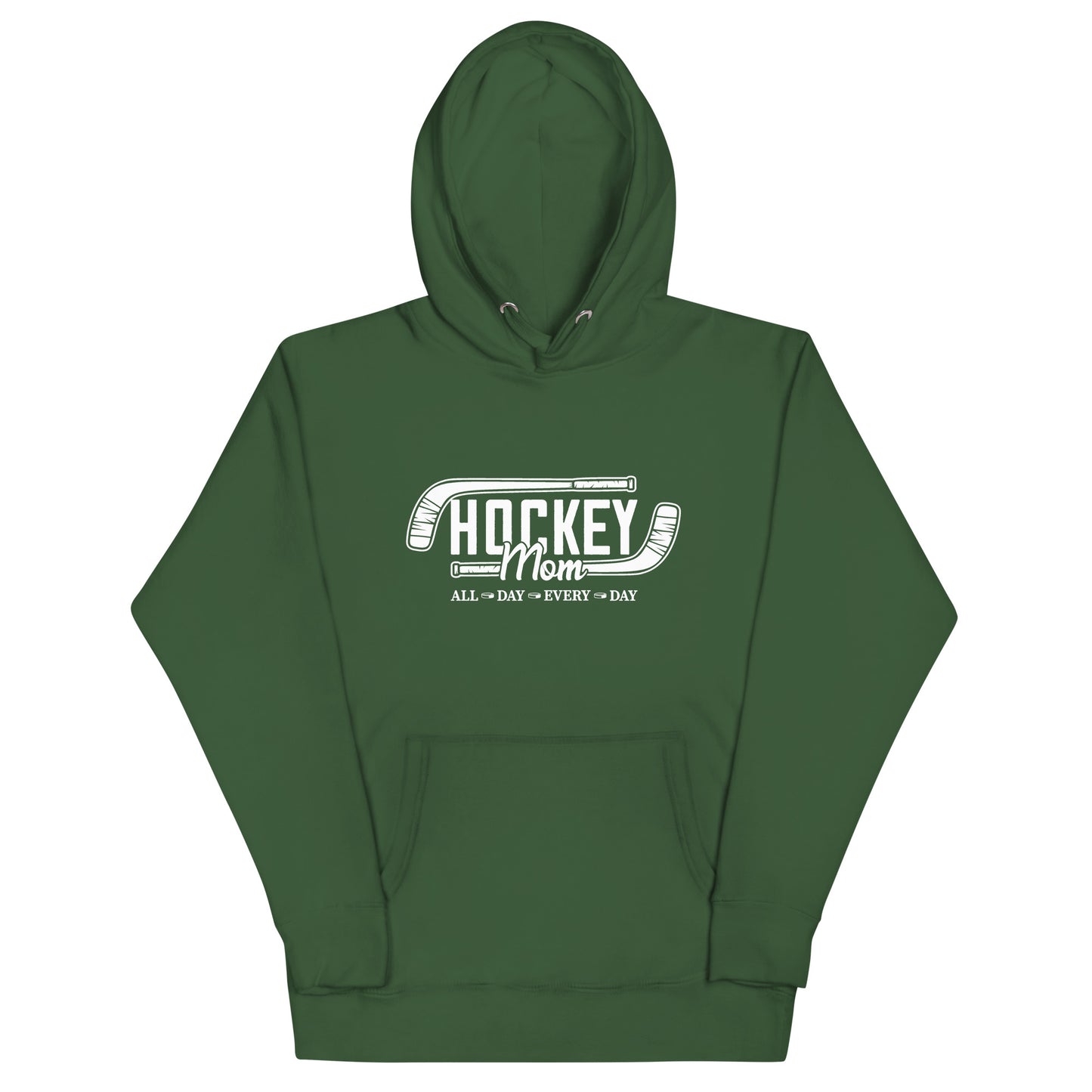 Hockey Mom All Day, Every Day. White Print - Women's Hoodie