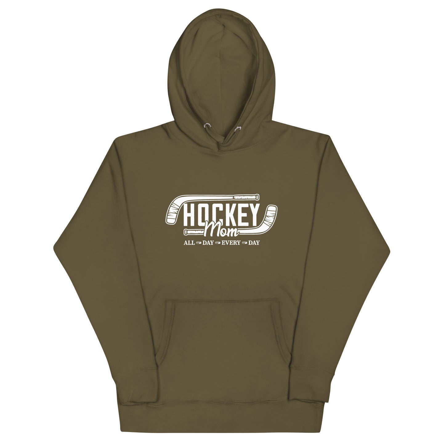 Hockey Mom All Day, Every Day. White Print - Women's Hoodie