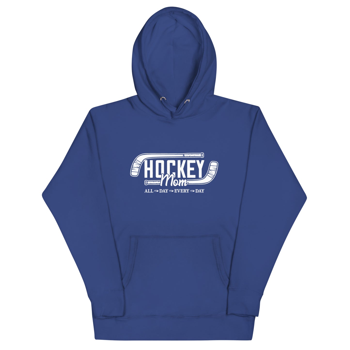 Hockey Mom All Day, Every Day. White Print - Women's Hoodie