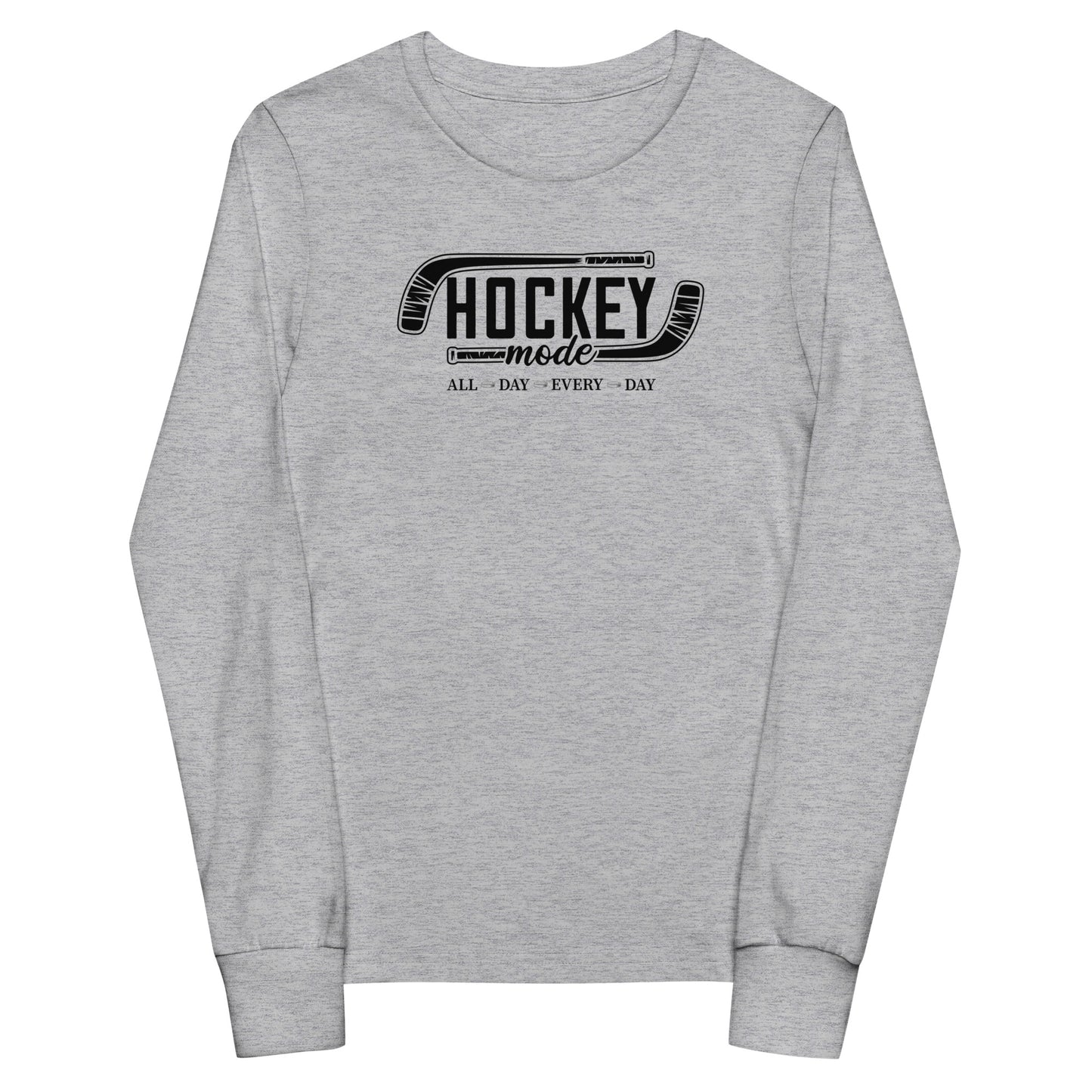 Hockey Mode All Day Every Day - Youth long sleeve hockey tee