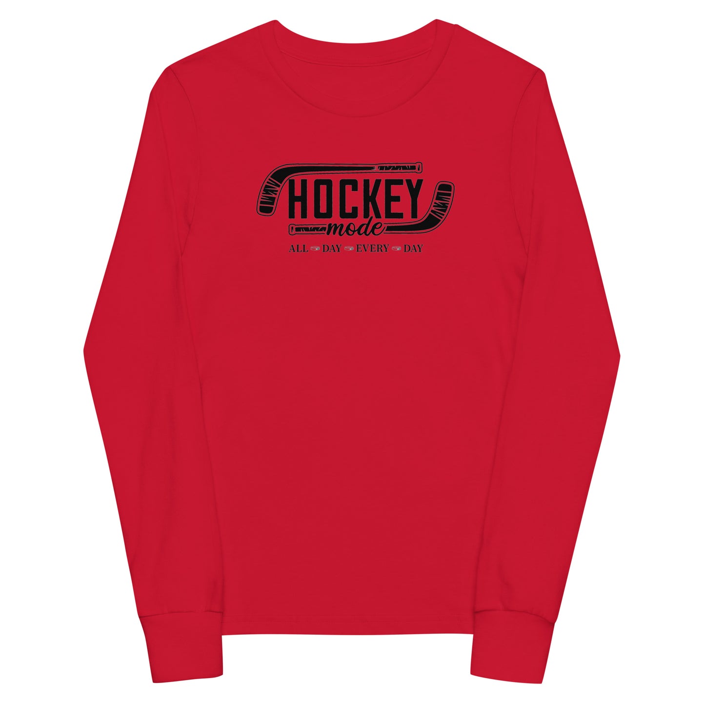 Hockey Mode All Day Every Day - Youth long sleeve hockey tee