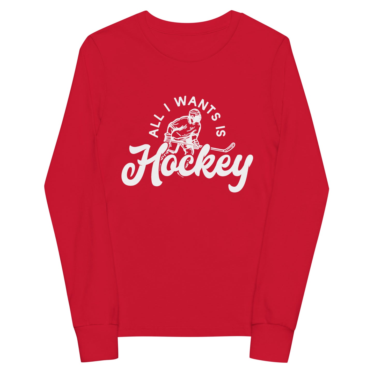 All I Want Is Hockey - Youth long sleeve hockey tee