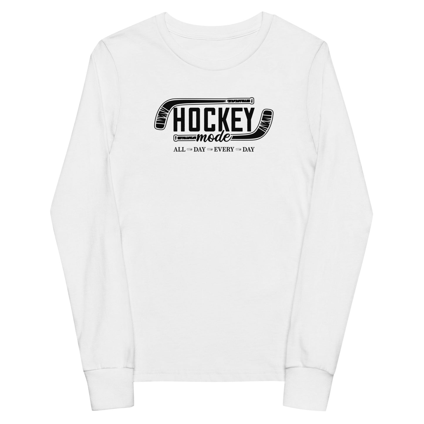 Hockey Mode All Day Every Day - Youth long sleeve hockey tee