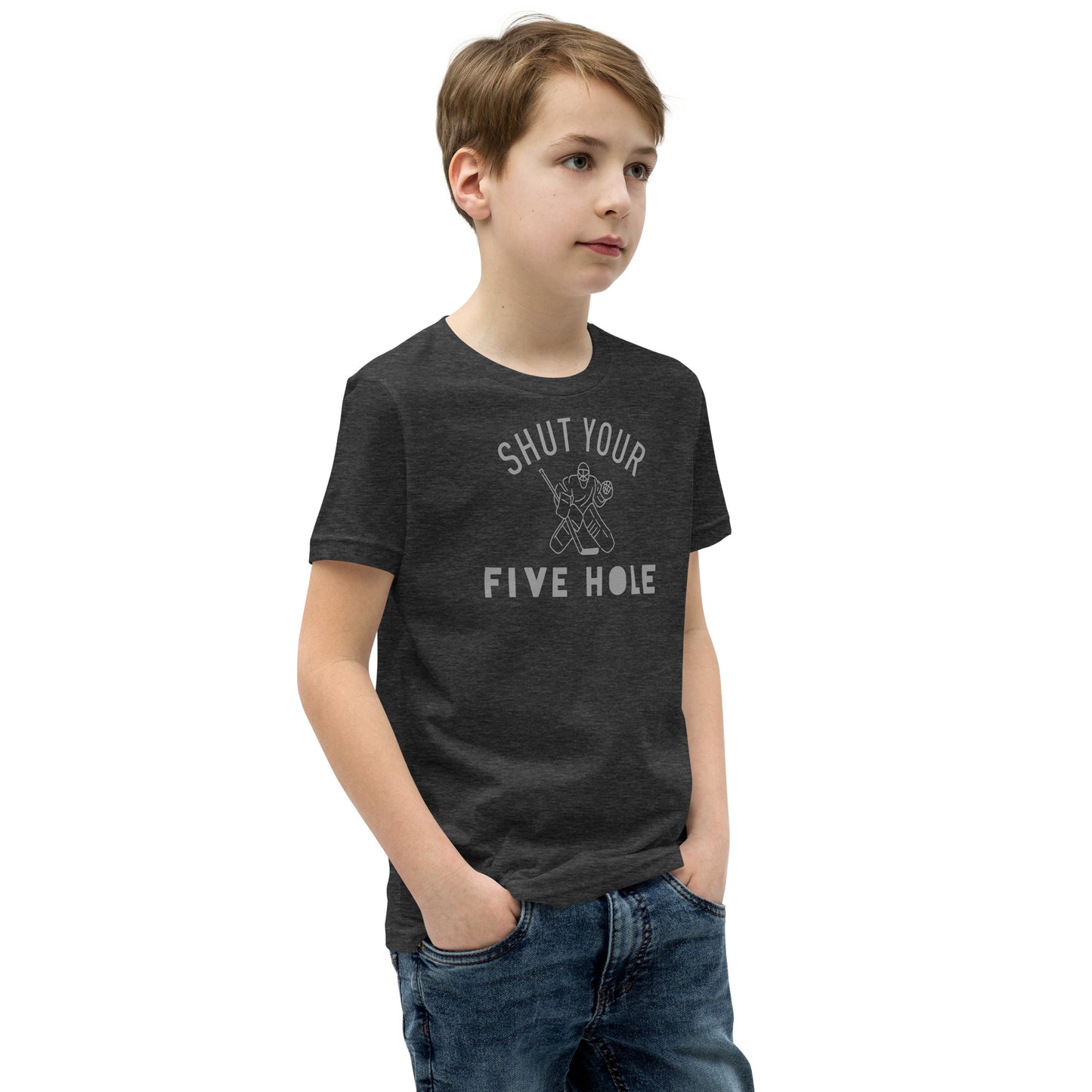 Shut Your Five Hole - Boys Hockey Tee - Youth Short Sleeve T-Shirt