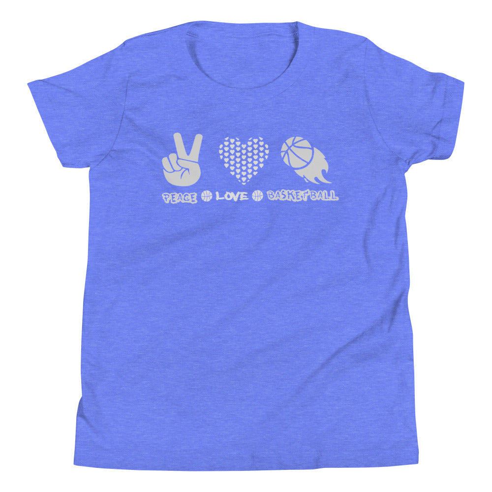 Peace Love Basketball Tee - Youth Short Sleeve T-Shirt