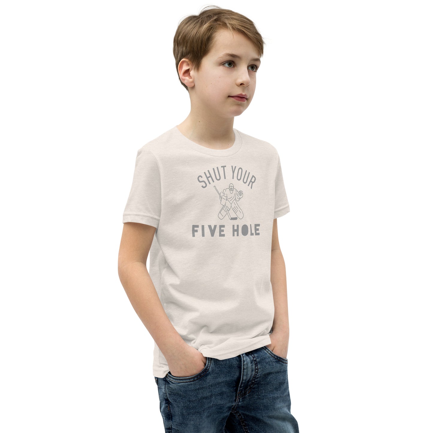 Shut Your Five Hole - Boys Hockey Tee - Youth Short Sleeve T-Shirt