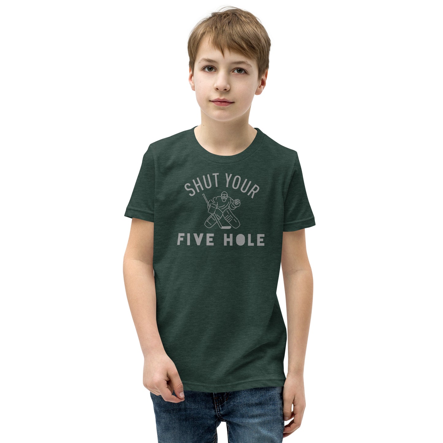 Shut Your Five Hole - Boys Hockey Tee - Youth Short Sleeve T-Shirt