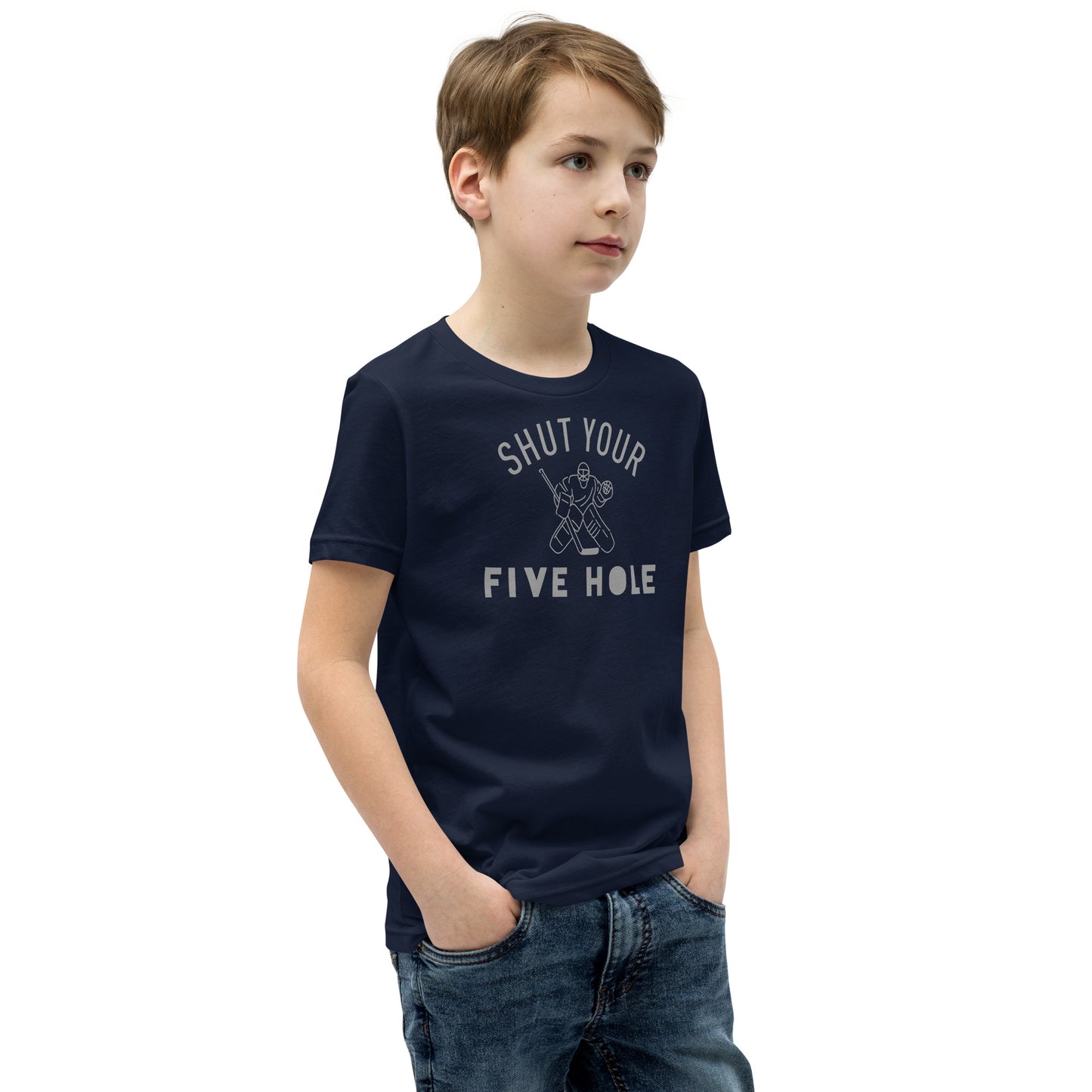 Shut Your Five Hole - Boys Hockey Tee - Youth Short Sleeve T-Shirt